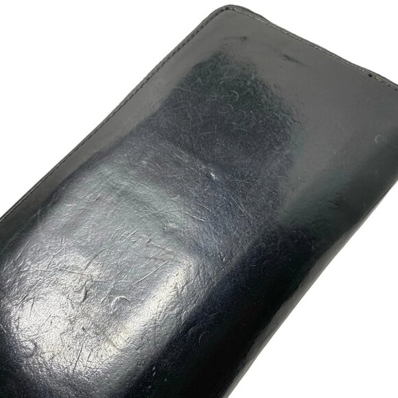 Auth COACH Modern water buffalo leather accordion wallet 74972 Black Leather - - Picture 3 of 9